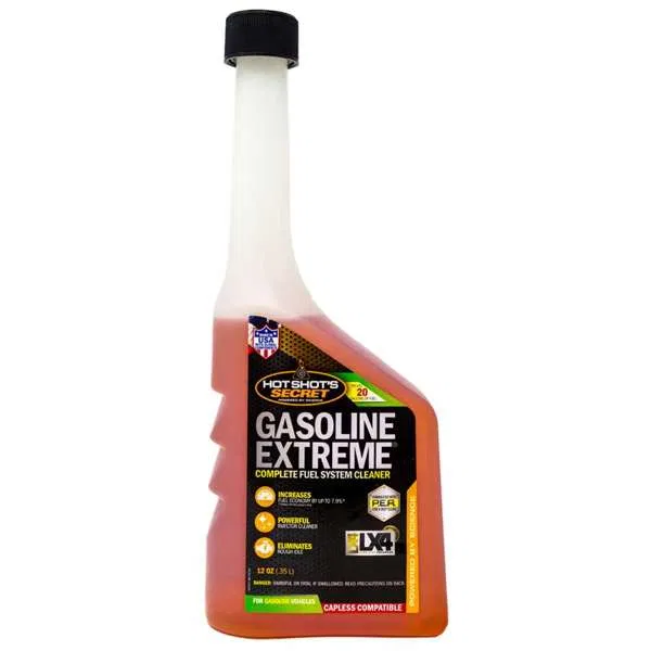GE12Z – HOT SHOTS Fuel Additive, Fuel System Cleaner For Gasoline Treats Up To 20 Gallons For Every 10000 Miles 12 Ou...